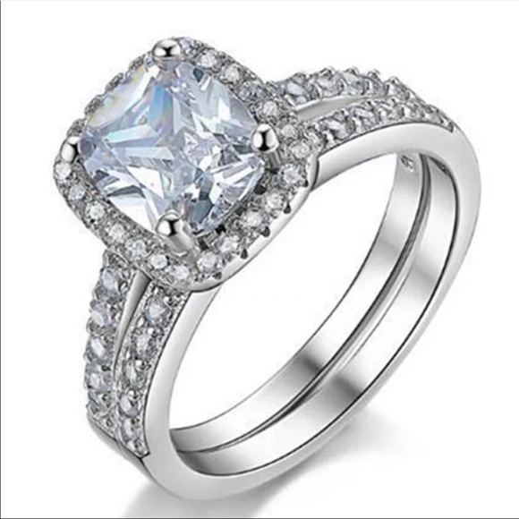 DIAMOND 925 STERLING SILVER ENGAGEMENT 2SET RING, CUTE RING, SHINY RING. - Picture 3 of 6